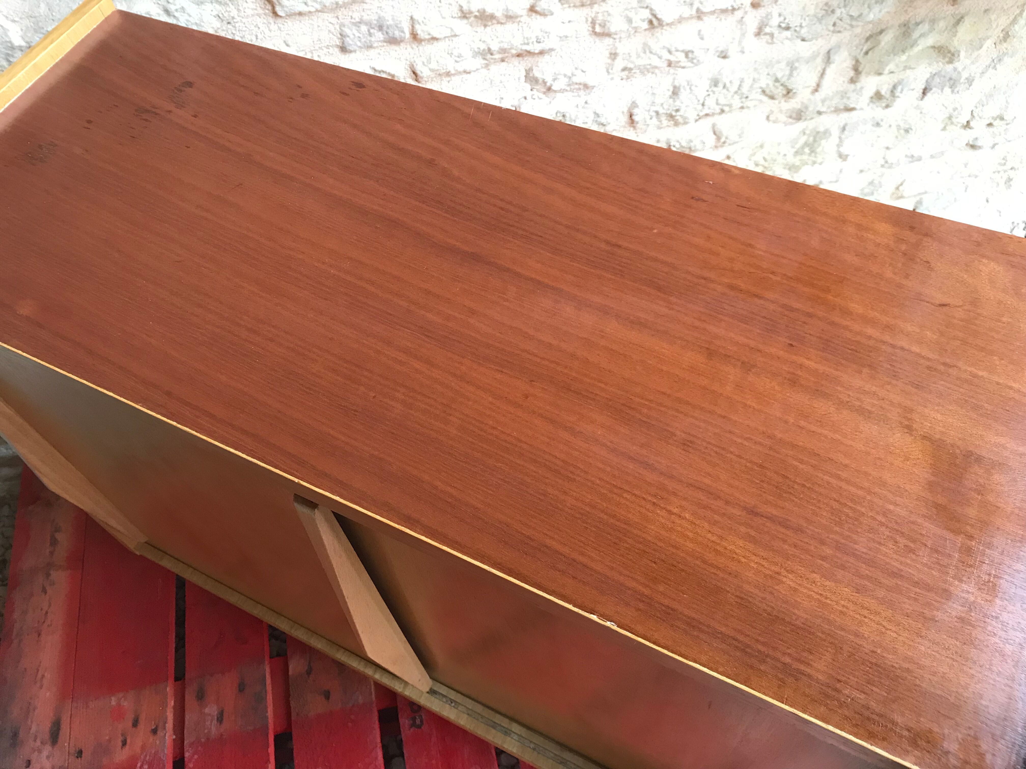 Vintage storage cabinet sliding doors feet compass