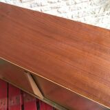 Vintage storage cabinet sliding doors feet compass