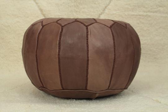Moroccan pouf leather Brown tobacco