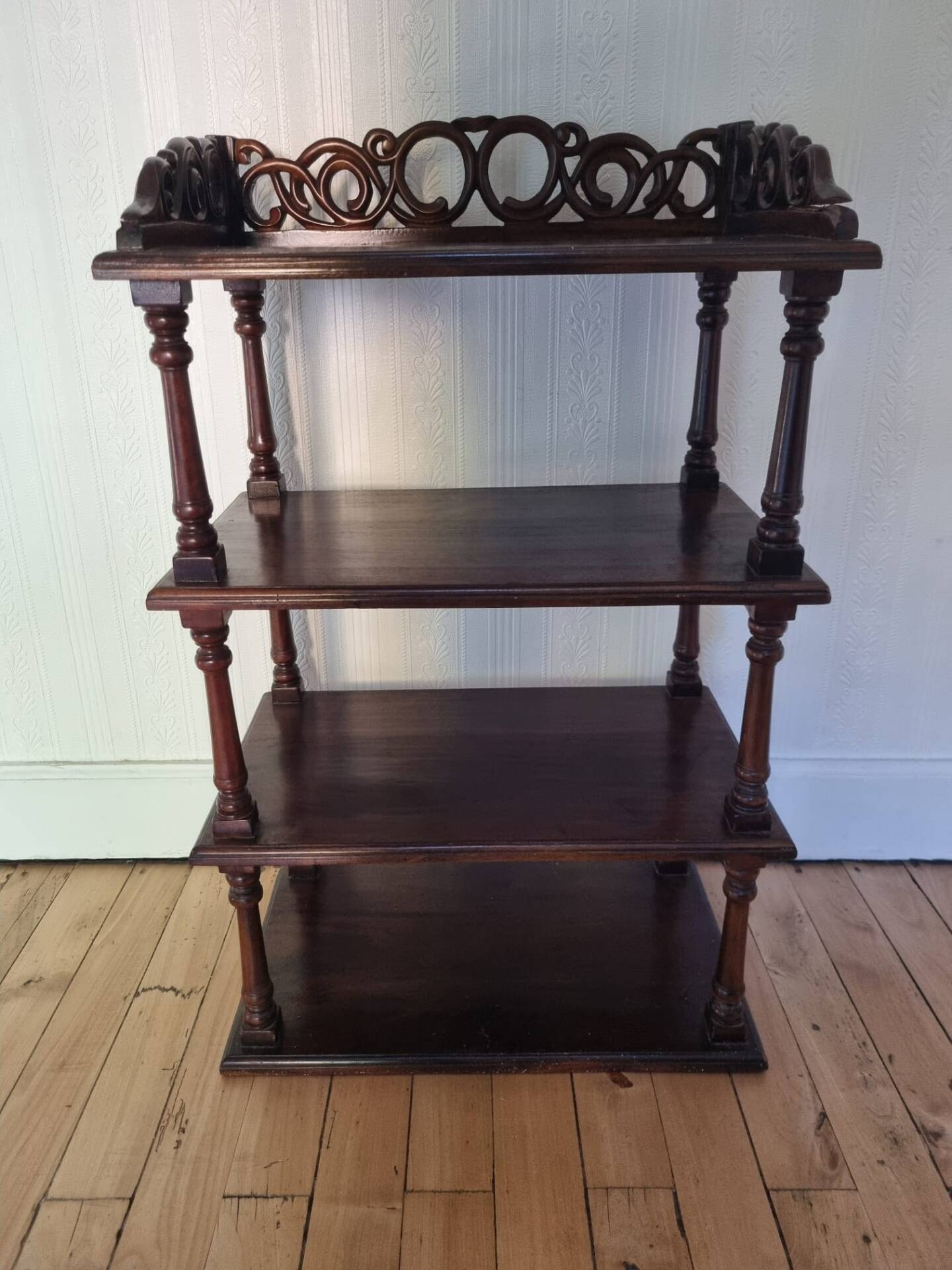 Antique Art Nouveau shelf in carved wood