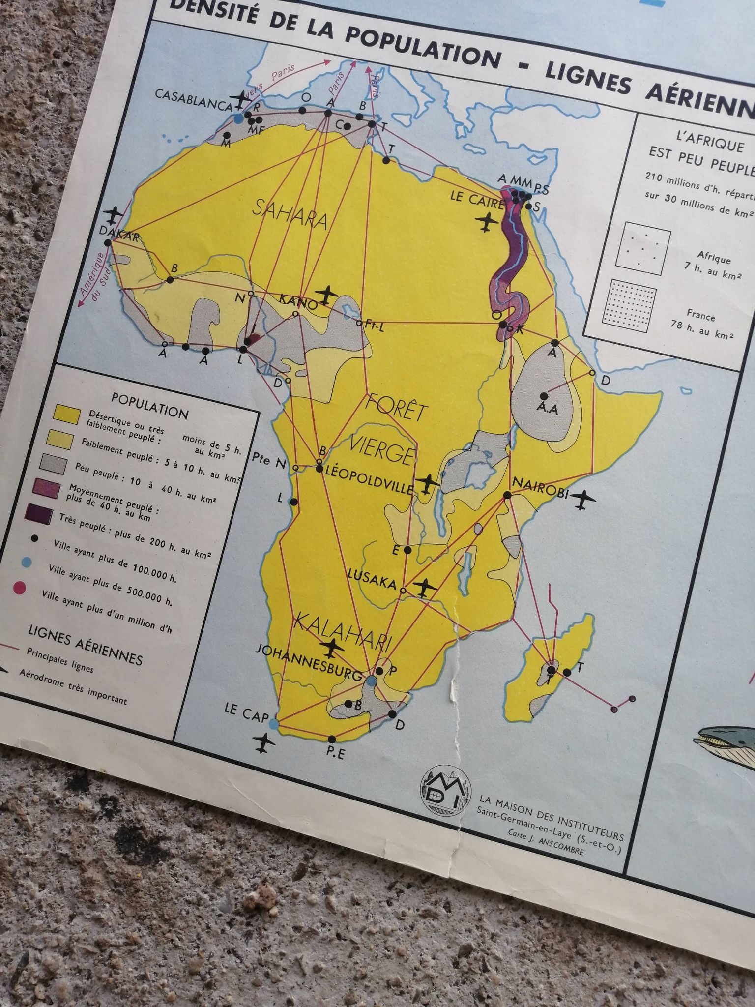 Carte scolaire vintage mdi: Afrique-Europe économique.