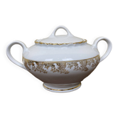 Sucrier porcelaine ADP france blanc et doré