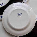 6 assiettes à dessert vintage – faïence Oxford – Blanc & bleu