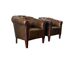 Set of 2 vintage Art Deco individual armchairs/seats in cognac leather.