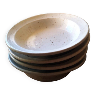 Lot de 4 Assiettes creuses en grès moucheté