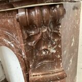 Fireplace three shells louis XV style in royal red marble XIX century