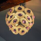 Sphera chandelier by Gino Vistosi, purple and white murano glass, Italy, 1970