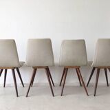 Set of 4 chairs white and gray years 1950