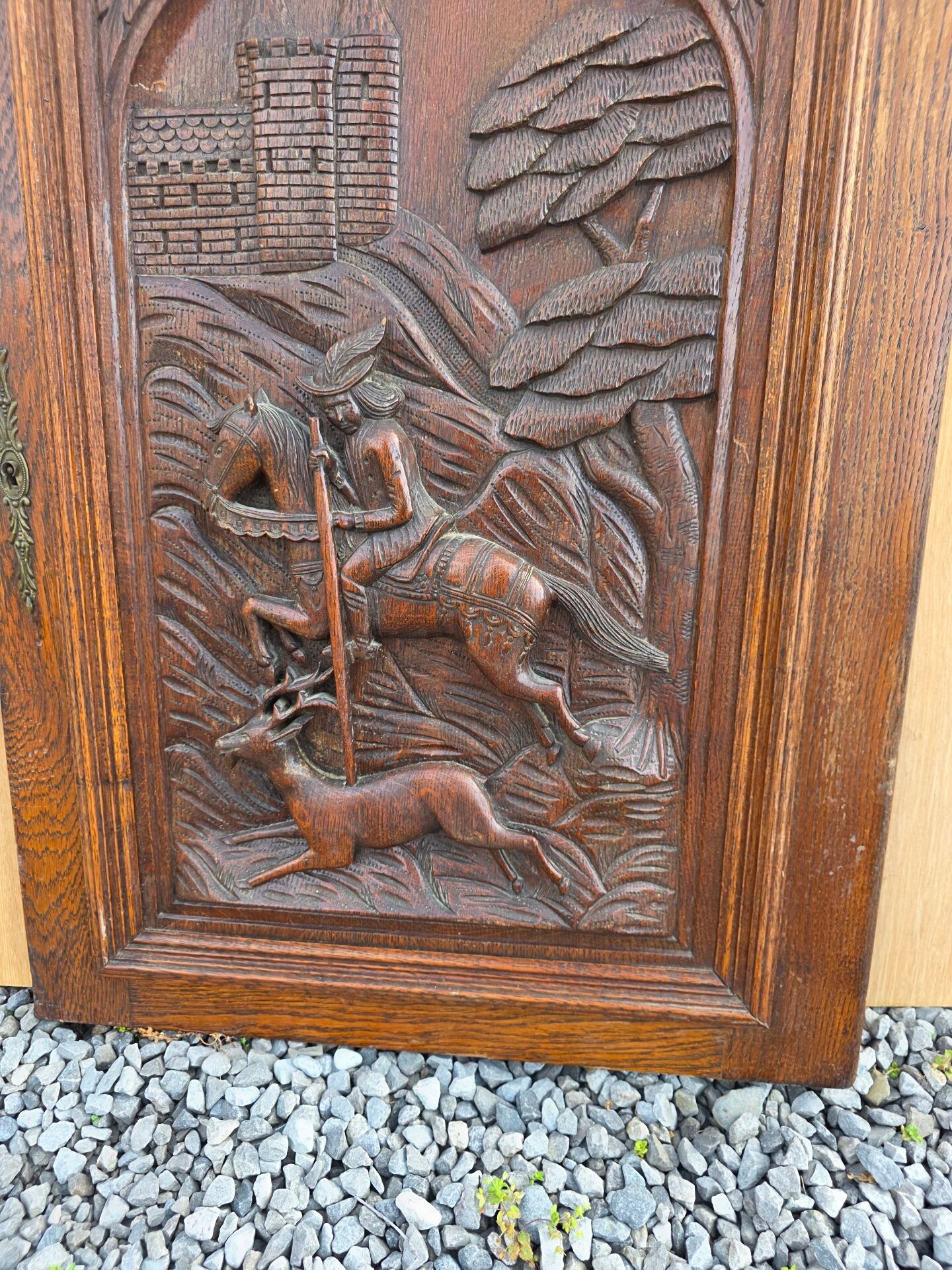 Carved oak solid wood door