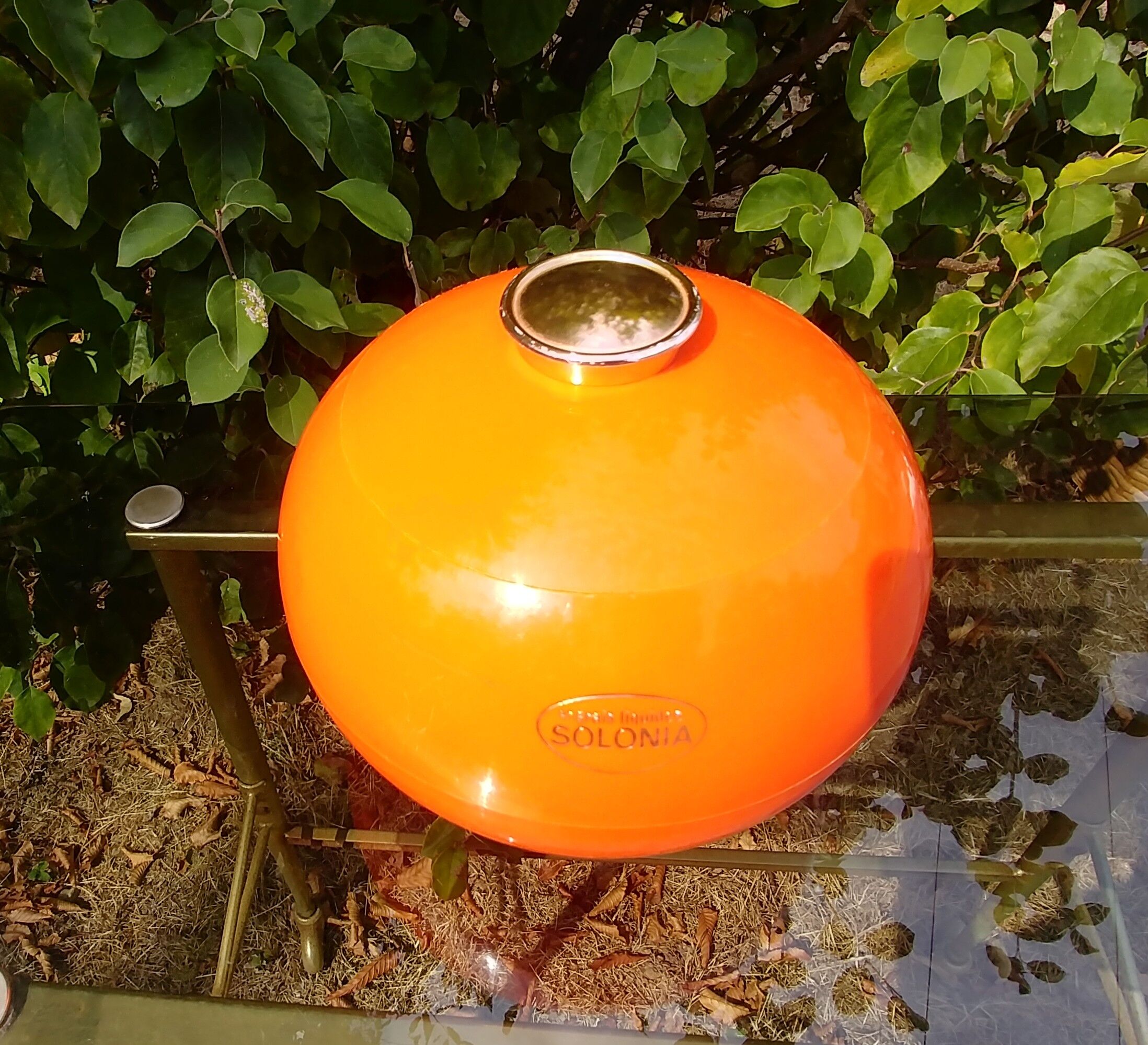 Ice bucket shape orange ball advertising "solonia" vintage 70s