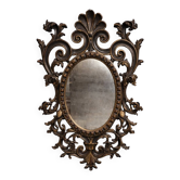 Antique Louis XV style mirror, richly carved with scrollwork, shells, and foliage.