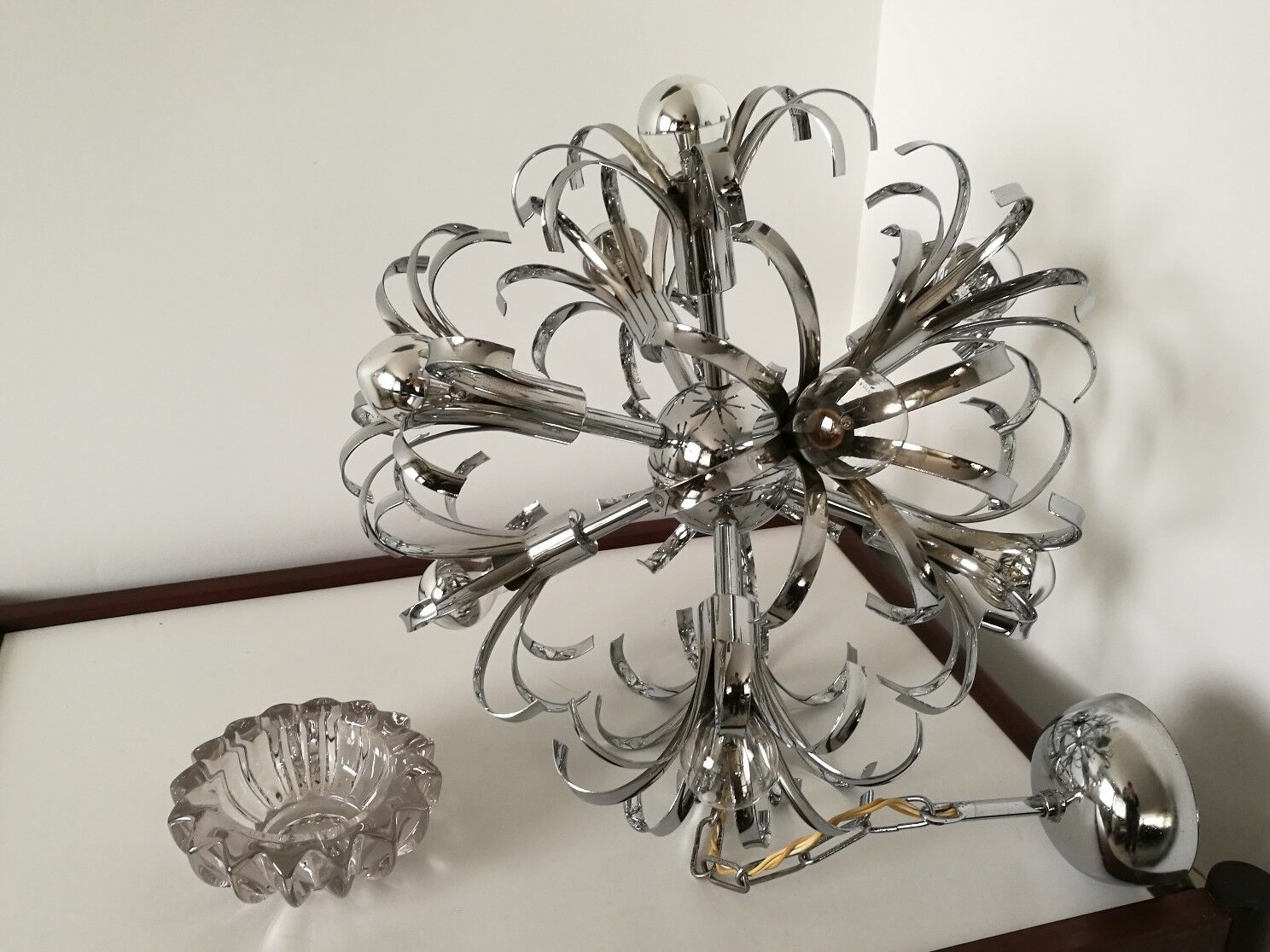 Chandelier sputnik chrome design 1970
