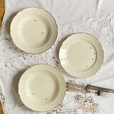Lot de 3 plats de service plat Villeroy et Boch faïence ancienne couleur beige et dorure ACC-7260