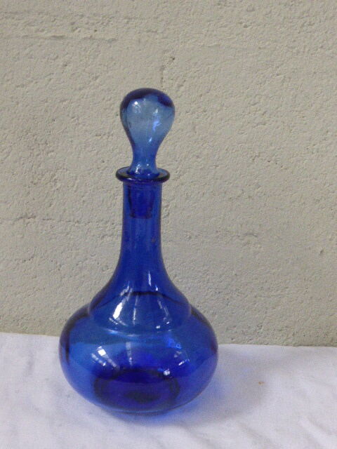 Vintage blue glass carafe