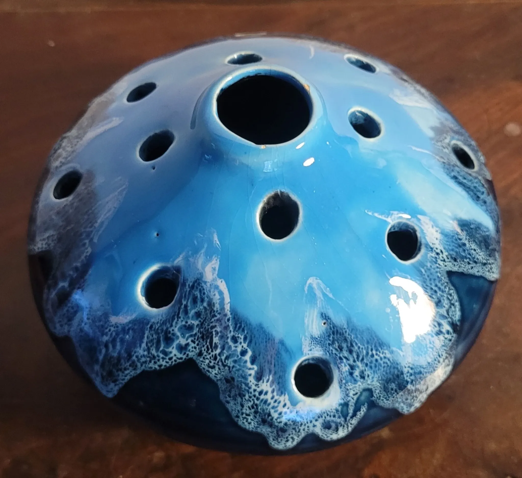 Enamelled Posy Vase / Flower Holder from Vallauris 1960s 1970s