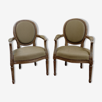 Paire de fauteuils cabriolets Style Louis XVI