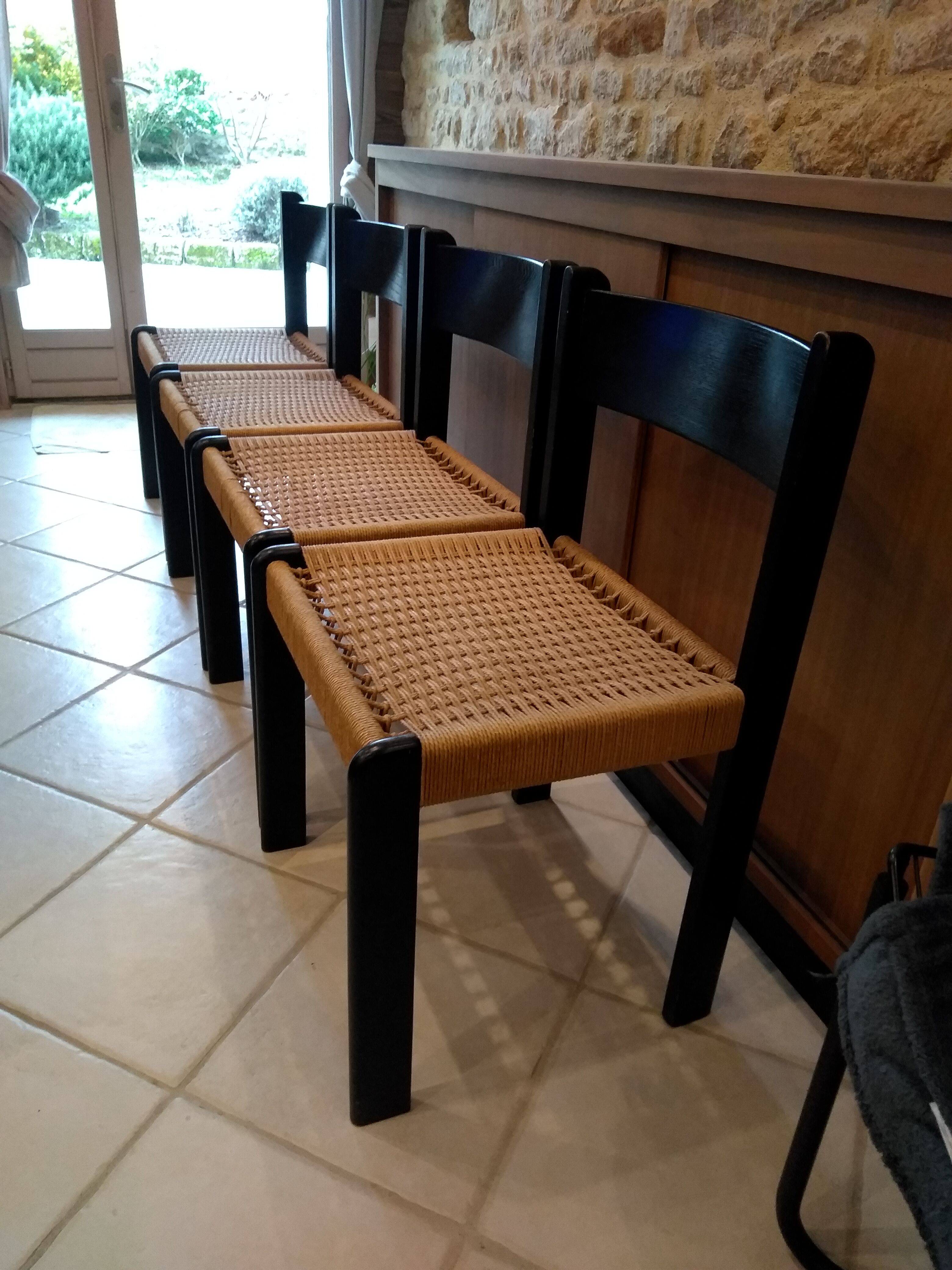 Set of 4 Scandinavian rope chairs