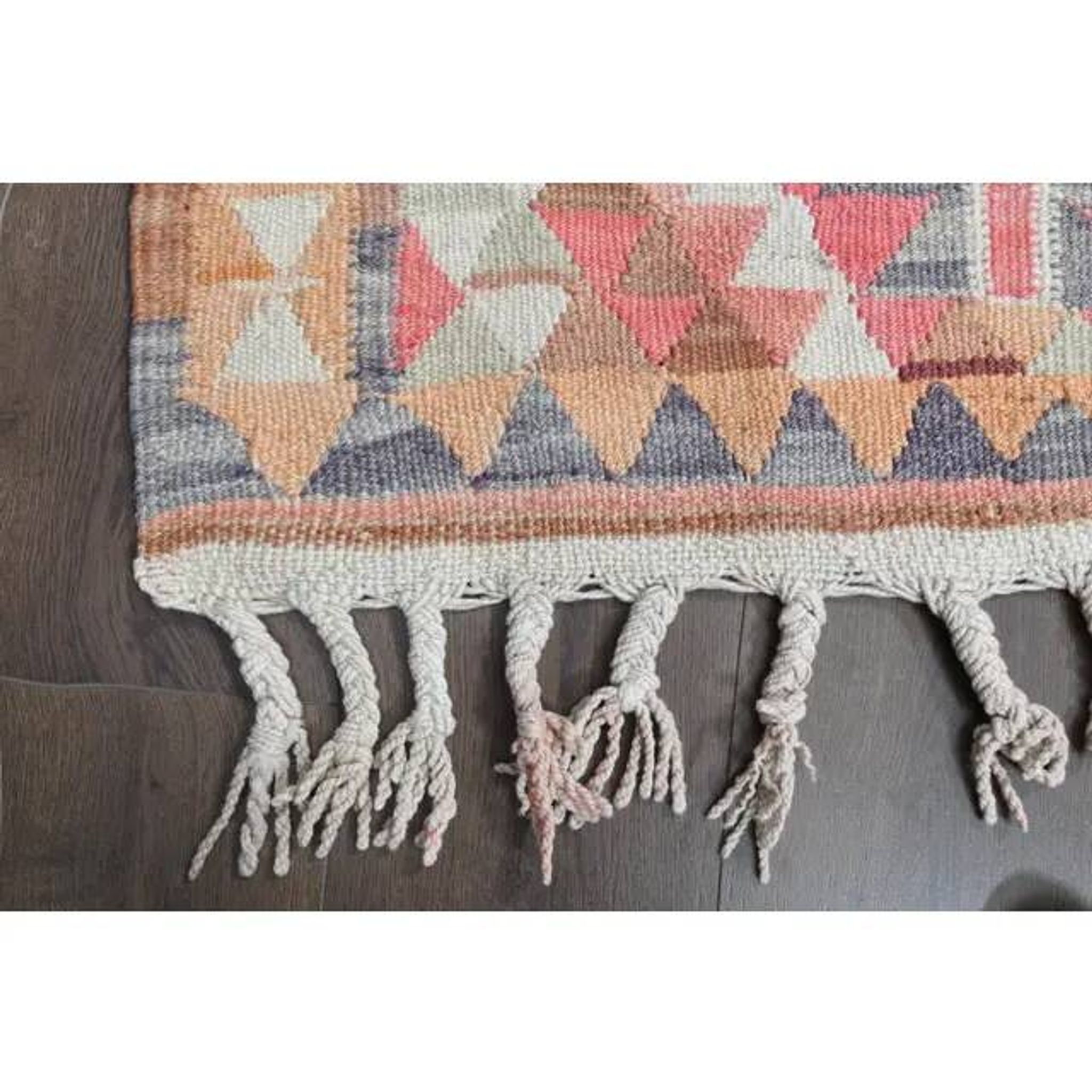 Orange Pink Turkish Oushak Vintage Handmade Wool Runner Rug  100x290