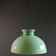 Old semi-round opaline pendant light in green glass - large model - circa 1950