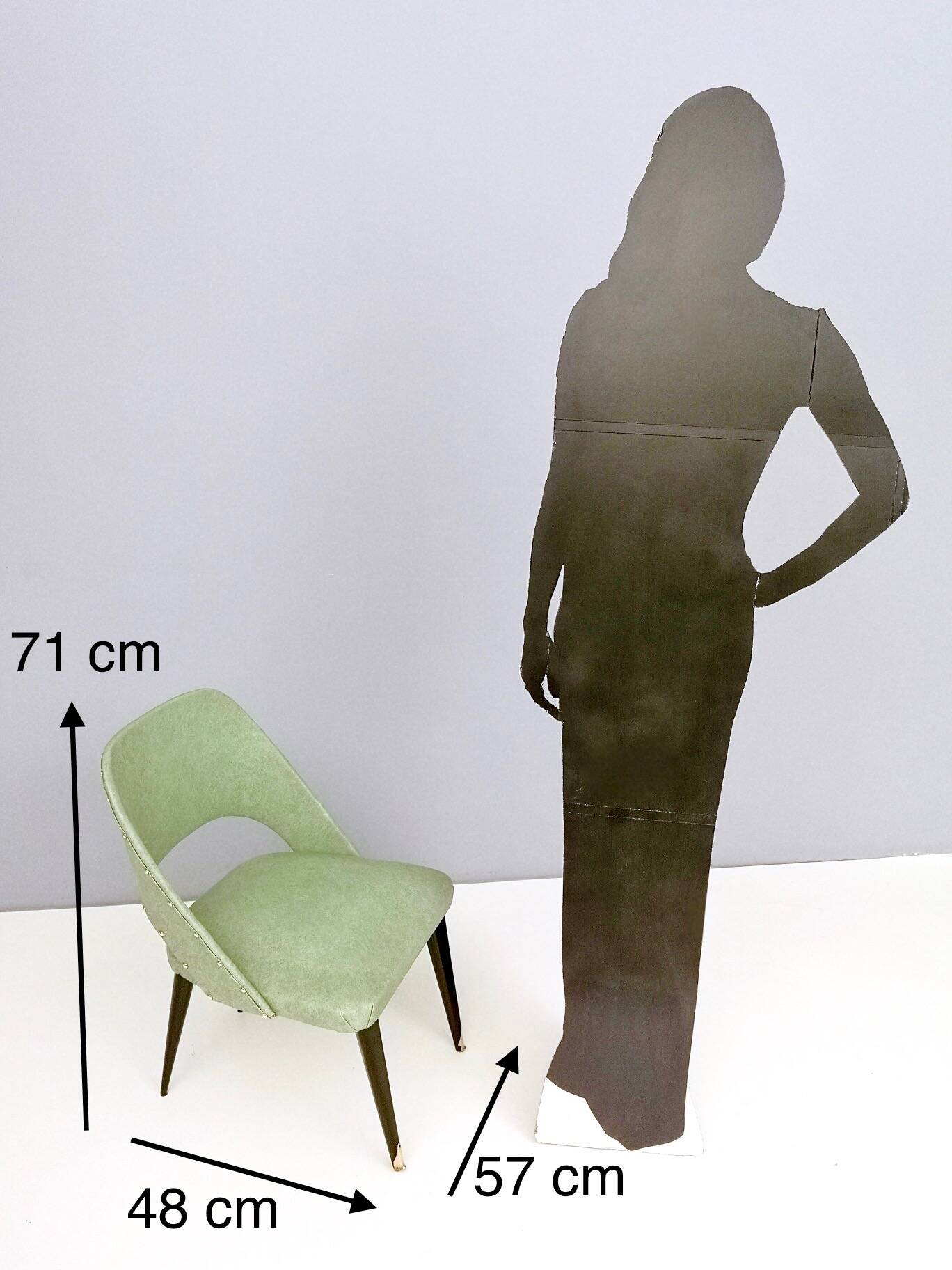 Pair of Vintage Green Skai Side Chairs with Ebonized Wood Legs, Italy