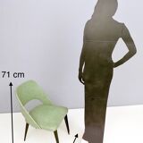 Pair of Vintage Green Skai Side Chairs with Ebonized Wood Legs, Italy