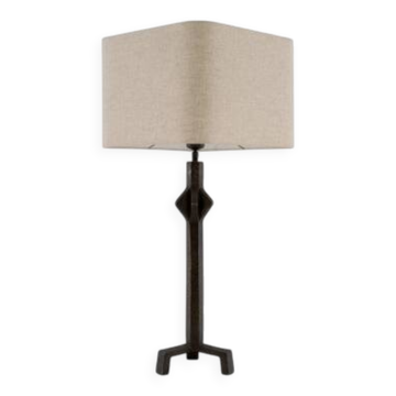 Conti table lamp, bronze and linen