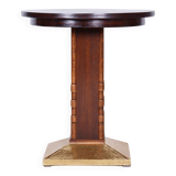 Restored Art Deco Small Table, Oak, Brass, Revived Polish, Czechia, 1920s