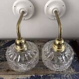 Pair of chiseled glass wall sconces