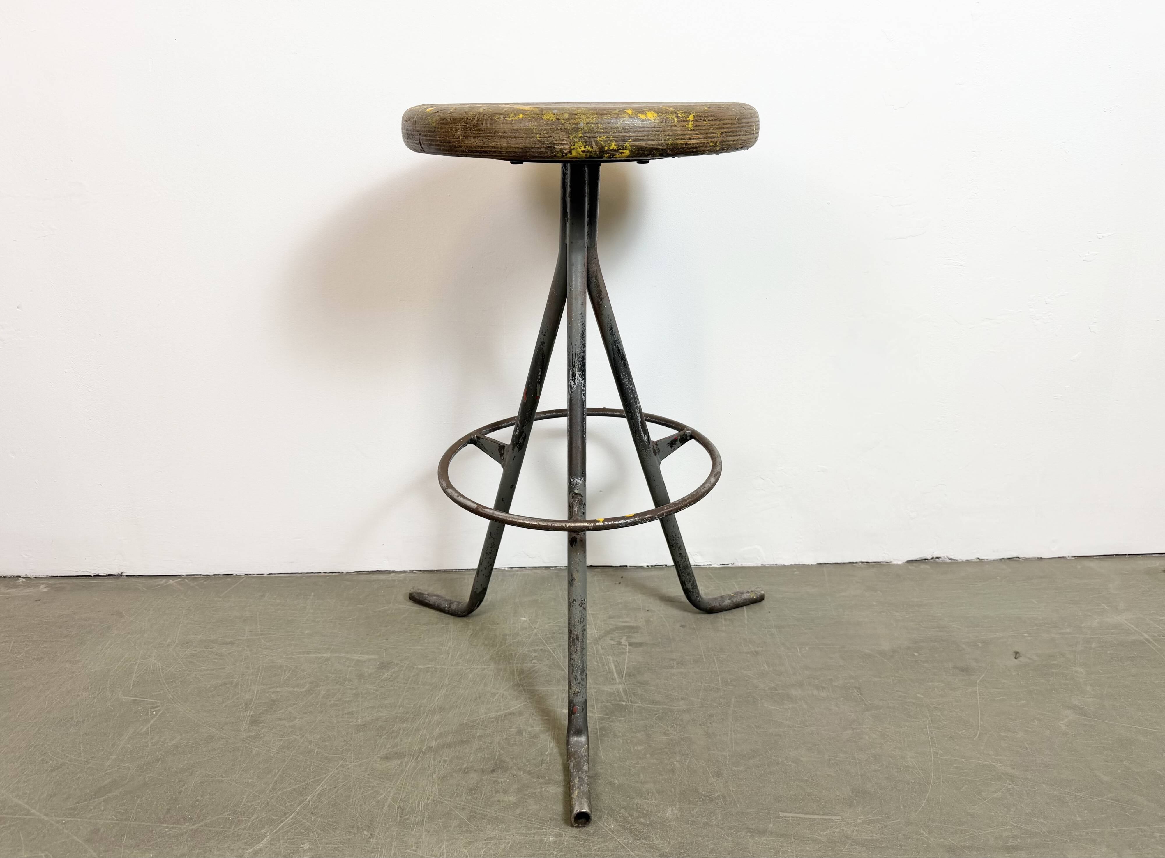 Grey Industrial Workshop Stool, 1960s