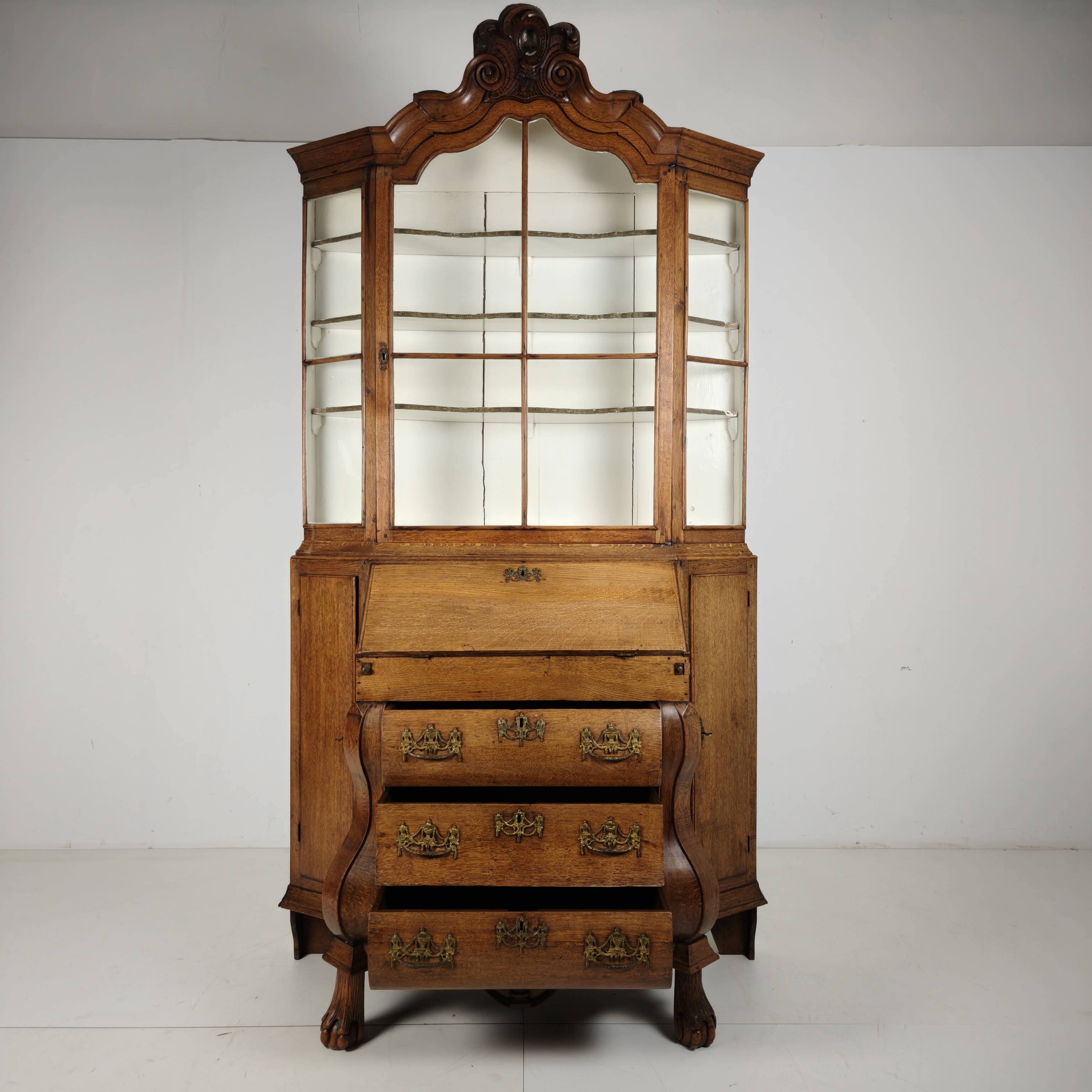 Dutch Oak Bureau Bookcase, 18th Century