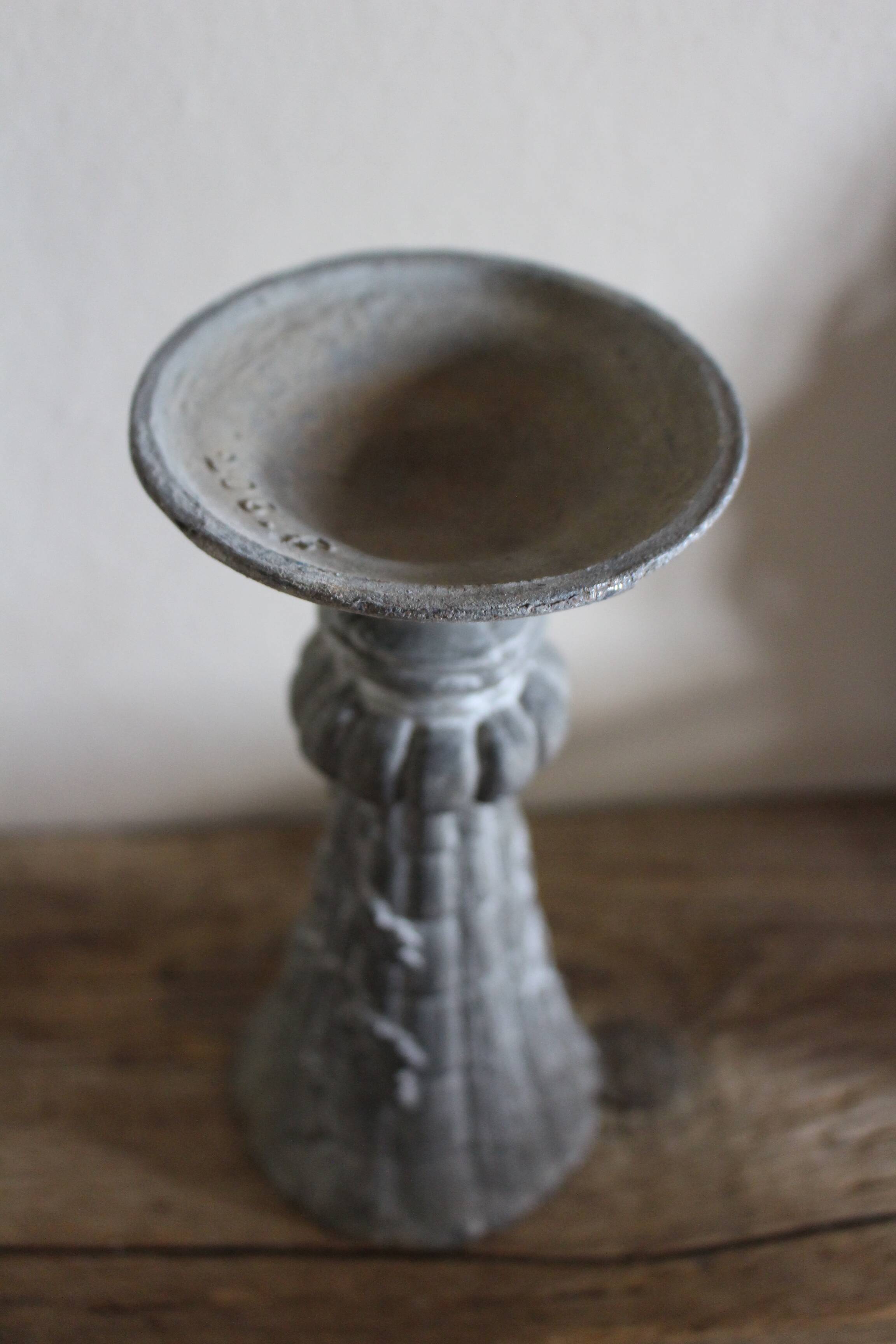 Cemetery Pedestal Vase with Pewter