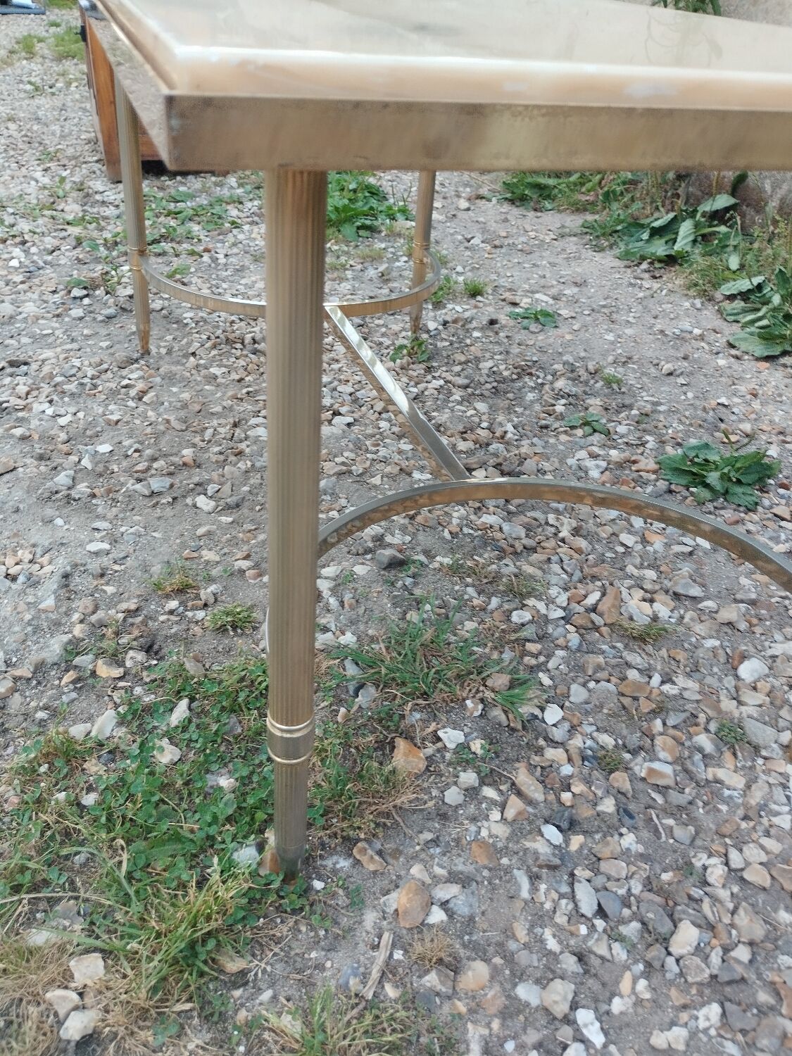 Antique vintage coffee table with marble top