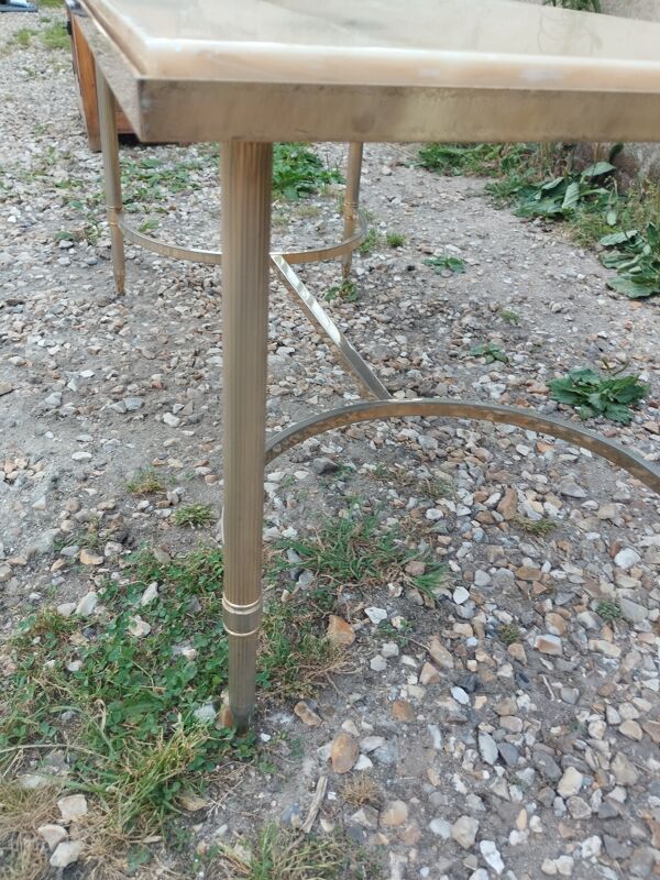 Table basse ancienne vintage avec plateau marbre