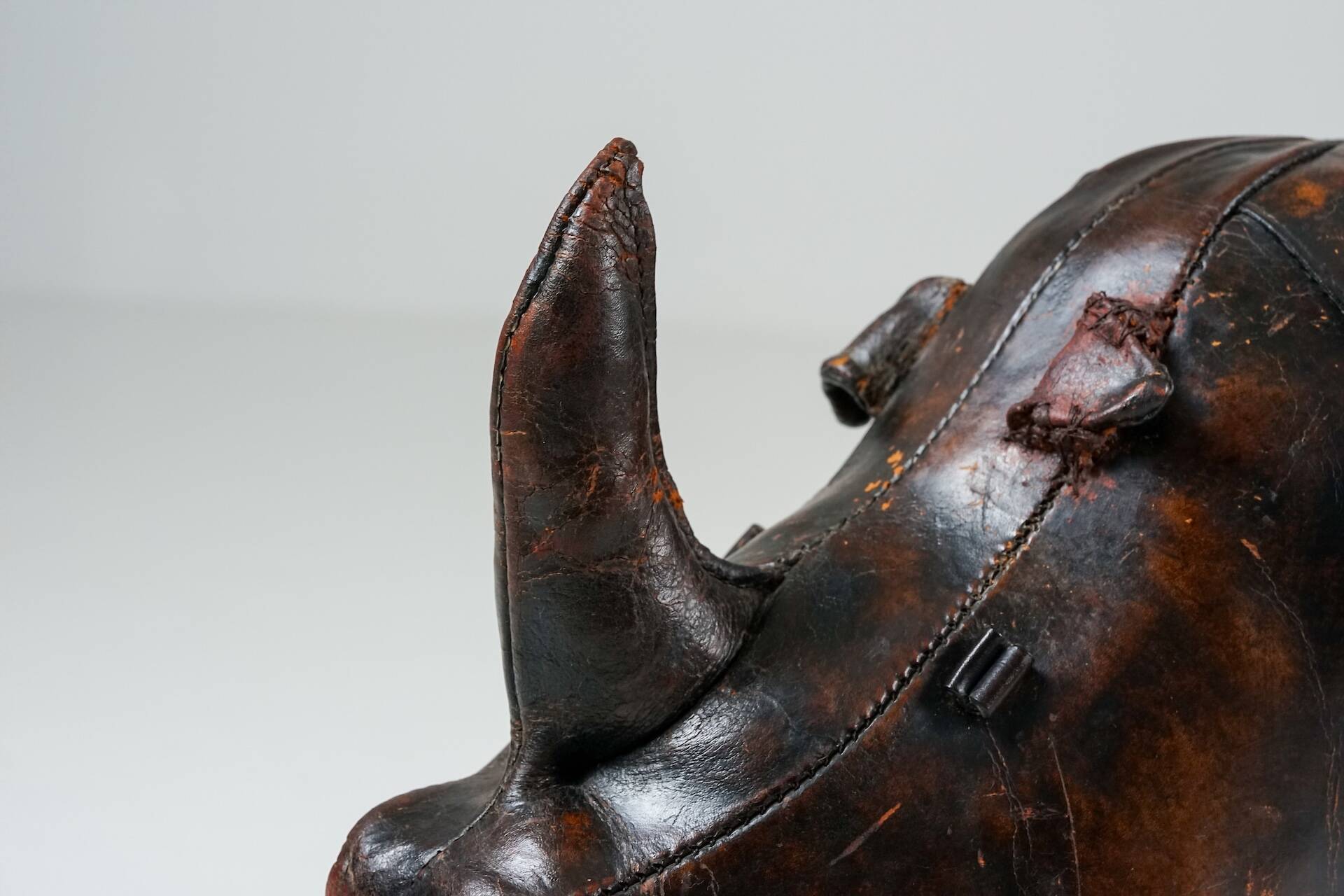 Rhinoceros Leather Footstool by Dimitri Omersa