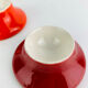 2 space age egg cups in orange and red ceramic, 70s
