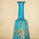 Legras blue enamelled glass carafe with wisteria decoration