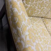 Vintage wooden sofa / armchair with yellow accent