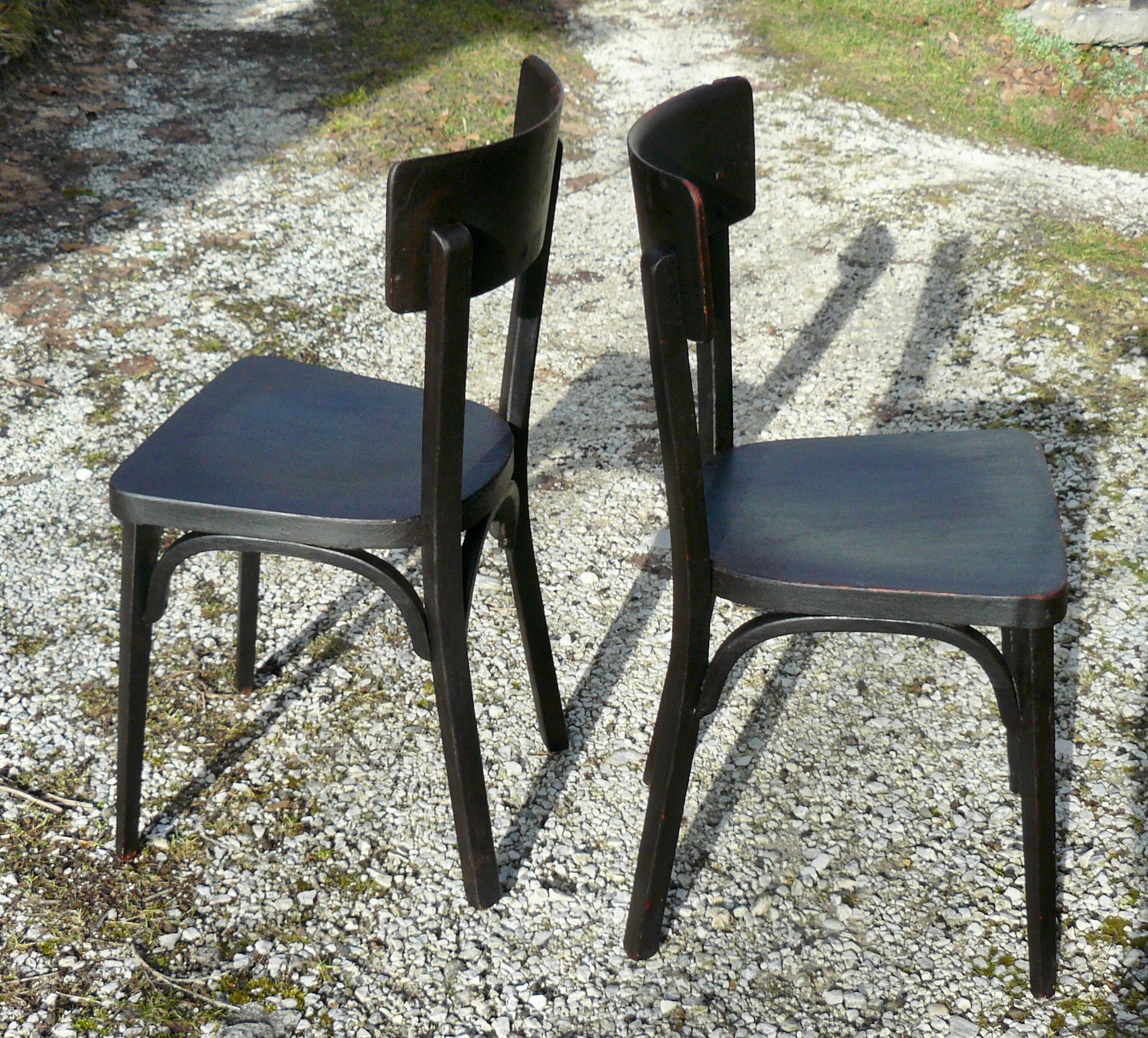 Pair of black bistro chairs