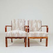 Pair of Art Déco Armchairs – Ash Wood & Ash Veneer Jacquard Fabric
