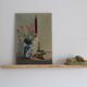 Tableau Huile sur toile bouquet de fleurs et bougies vintage