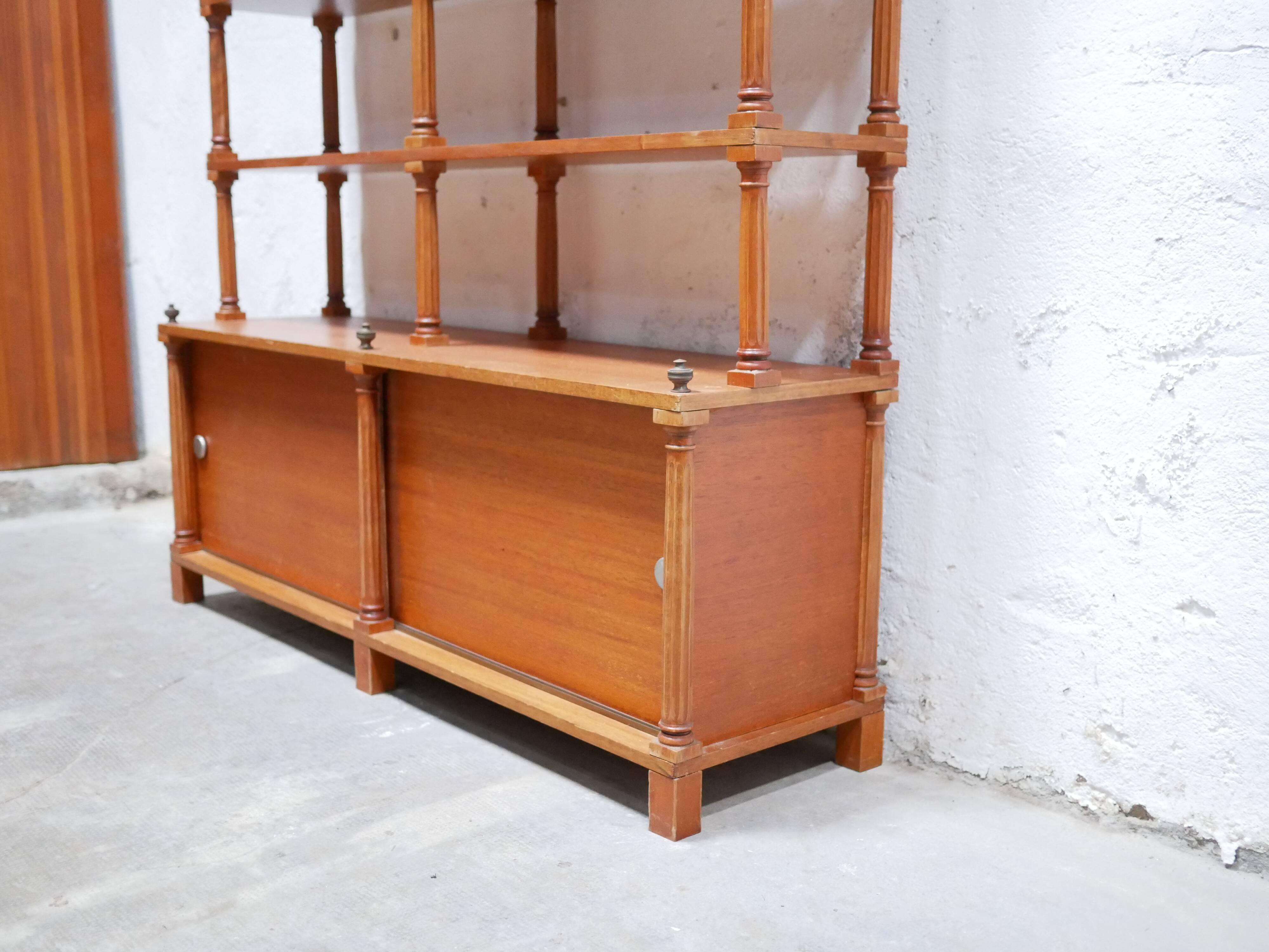 Vintage wooden bookshelf library