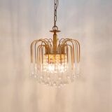 Murano glass & brass teardrop waterfall chandelier, italy, 1970s