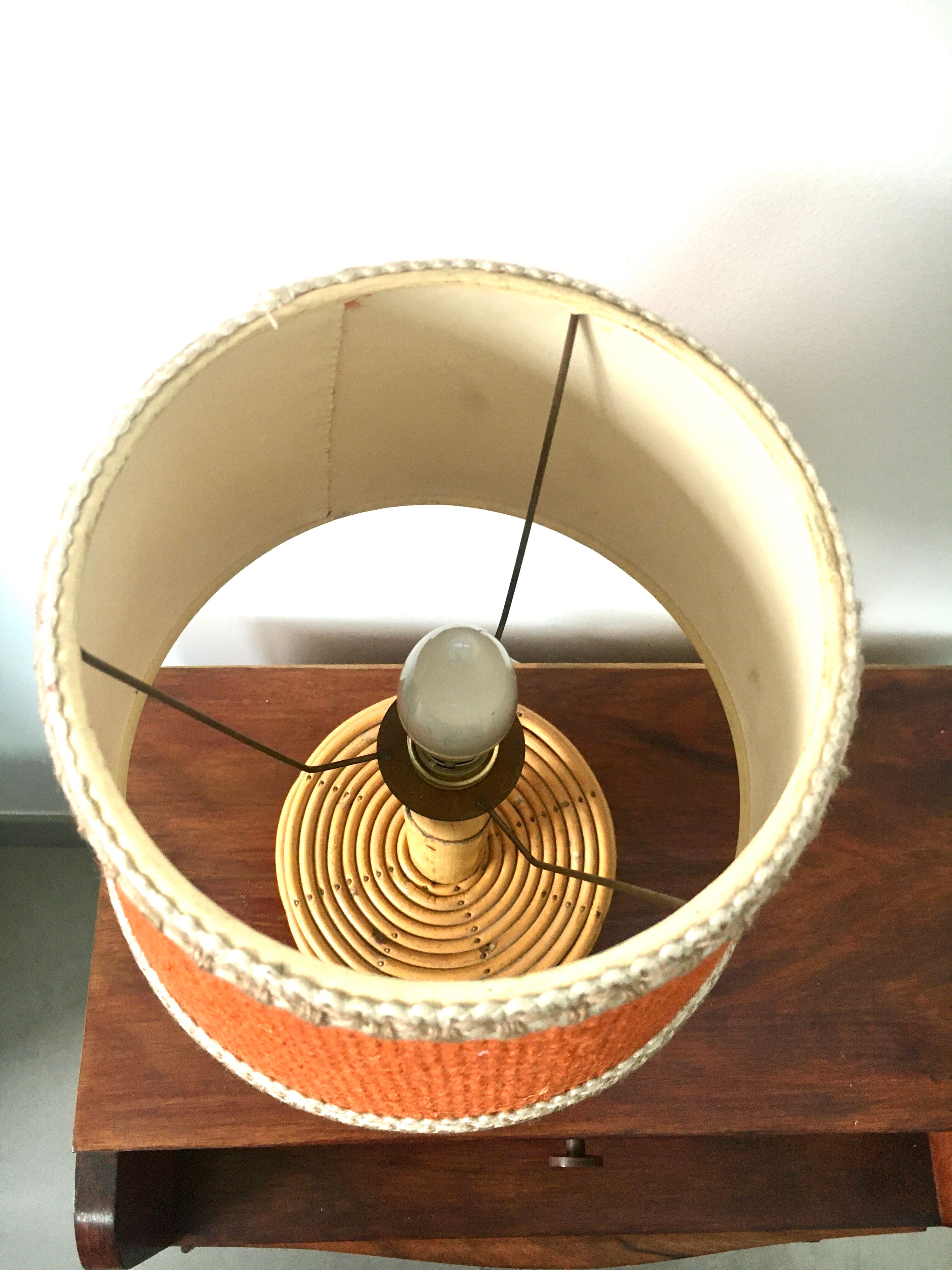 Vintage natural rattan lamp 60s