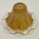 French vintage brown glass replacement shade with a clear frilled edge.