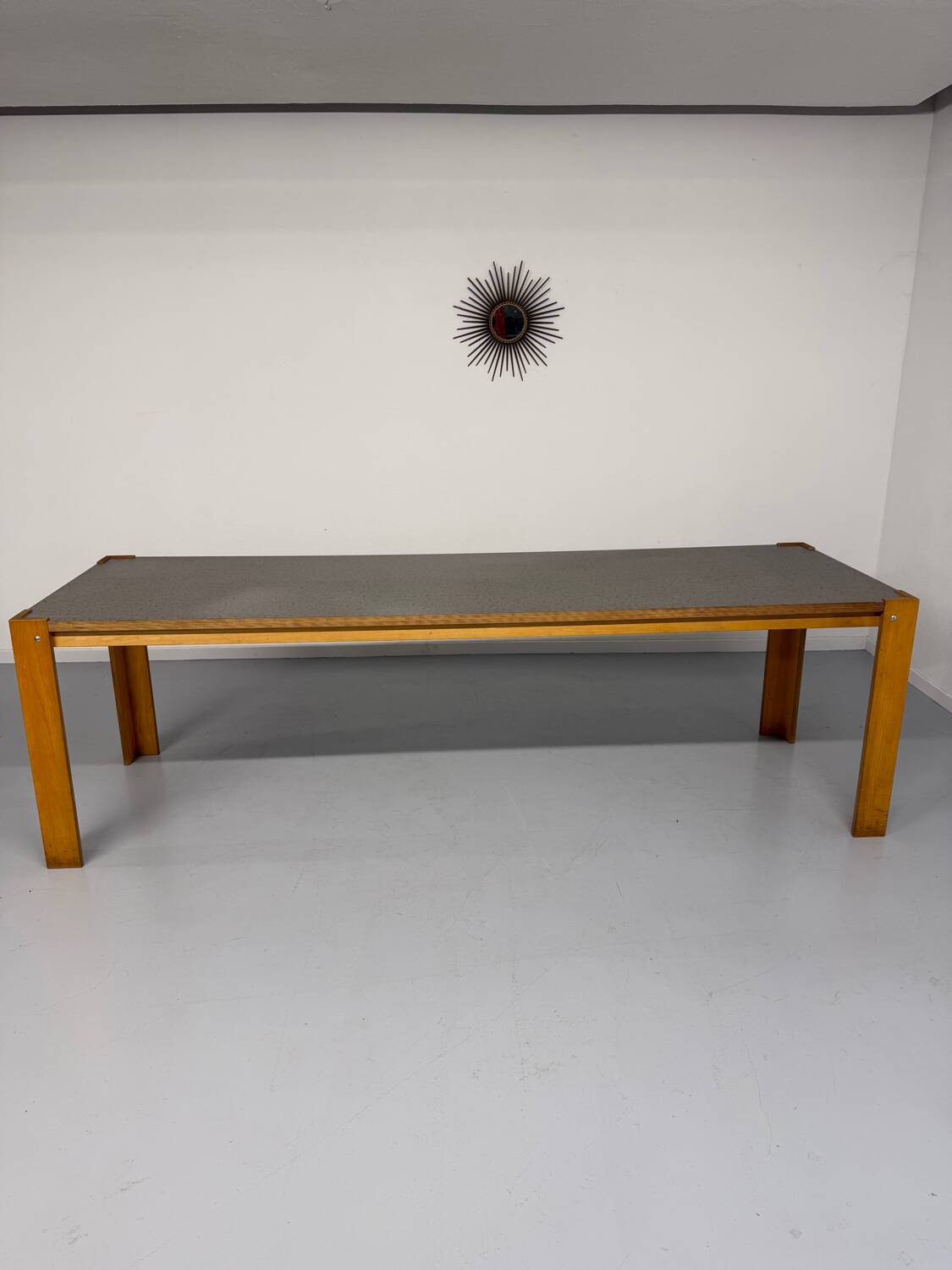 Large modernist plywood table, Memphis style, 1980s