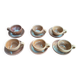 Service with 6 cups and saucers in stoneware.