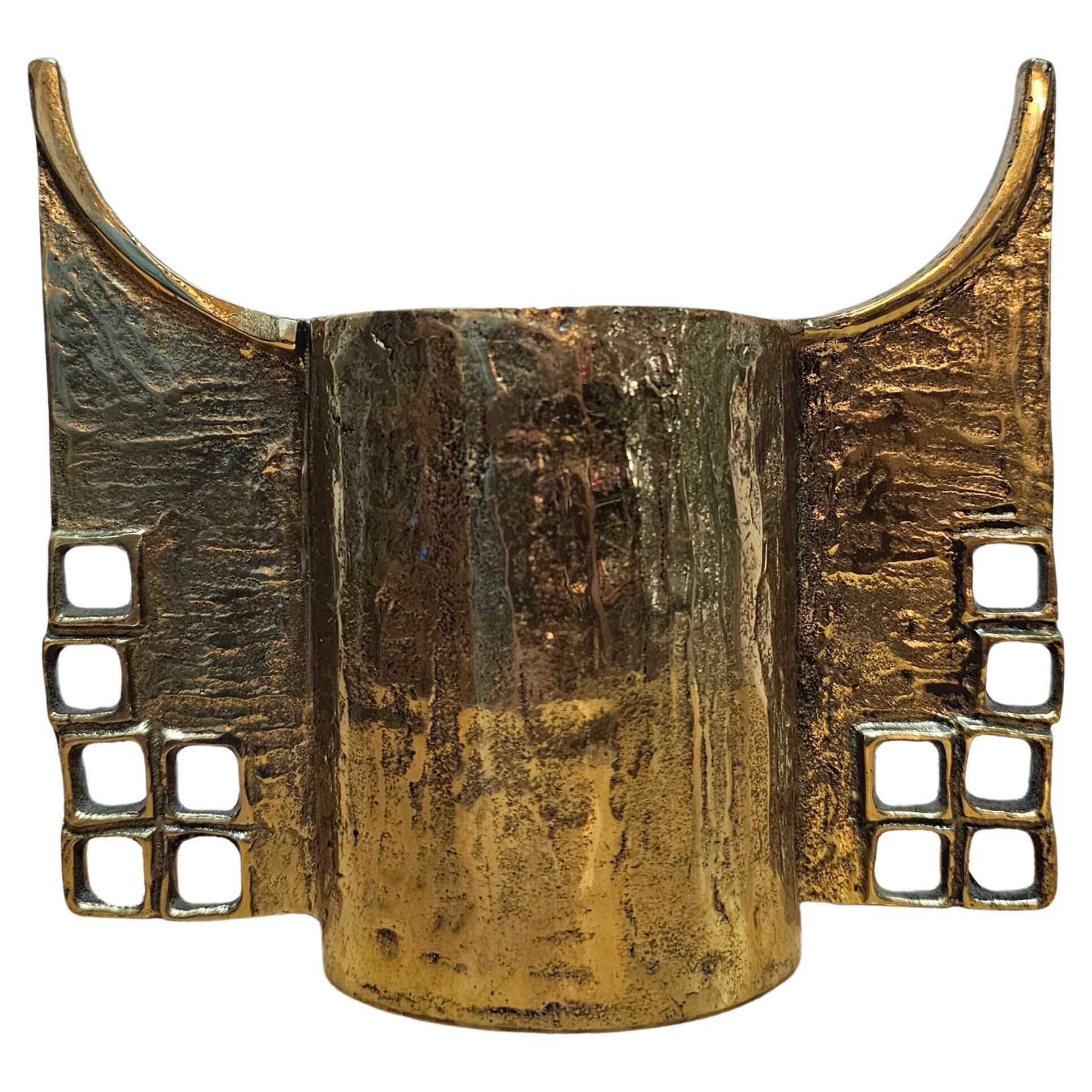 Chandelier Brutaliste Sculptural en Bronze Doré par Heinz Goll, Années 1960