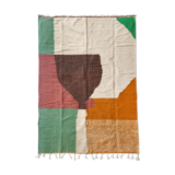 Moroccan Berber Kilim carpet ecru with colorful flats 284x184cm