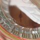 silver metal stand glass bowl