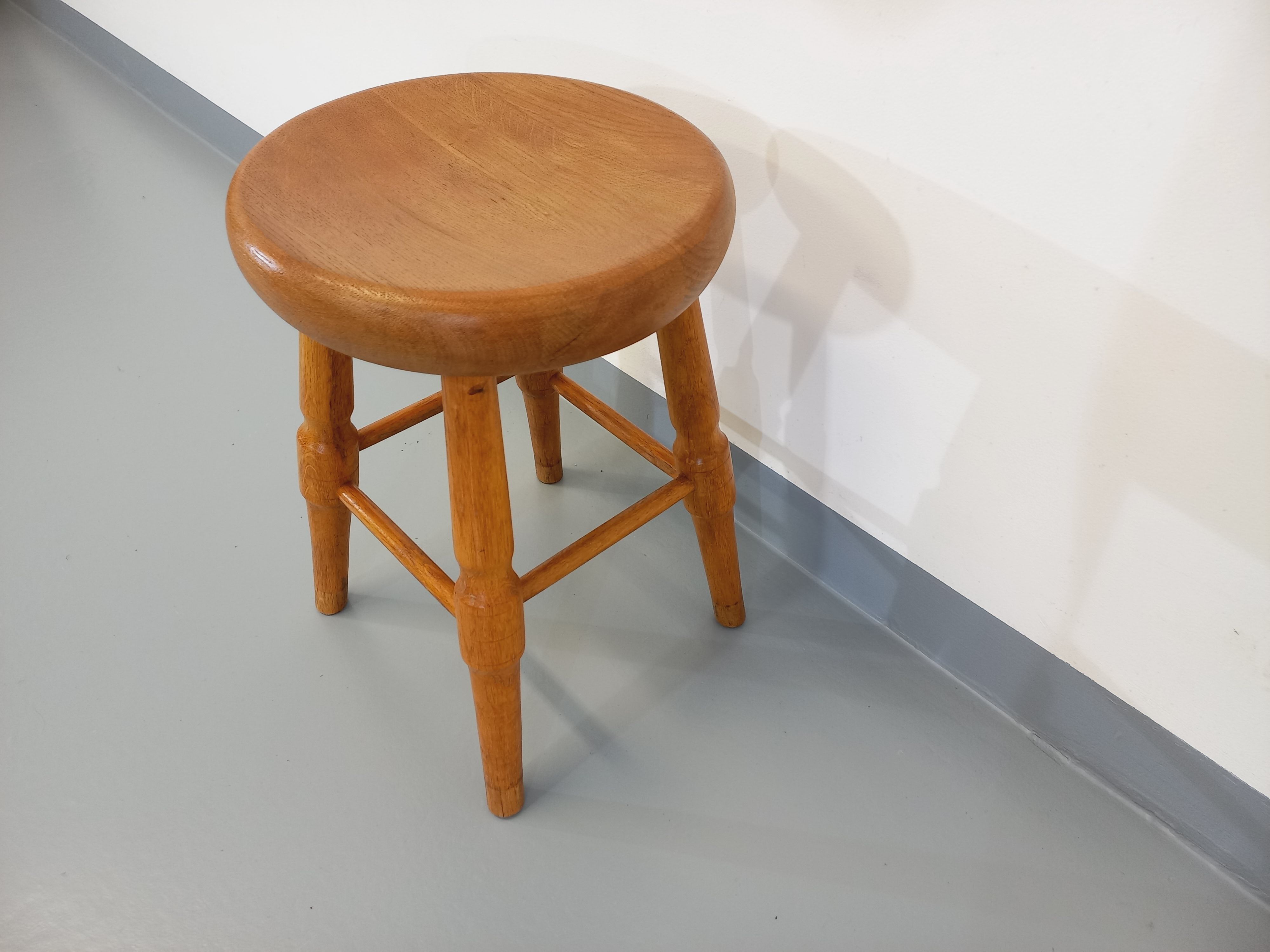Vintage solid oak stool from the 50s 60s